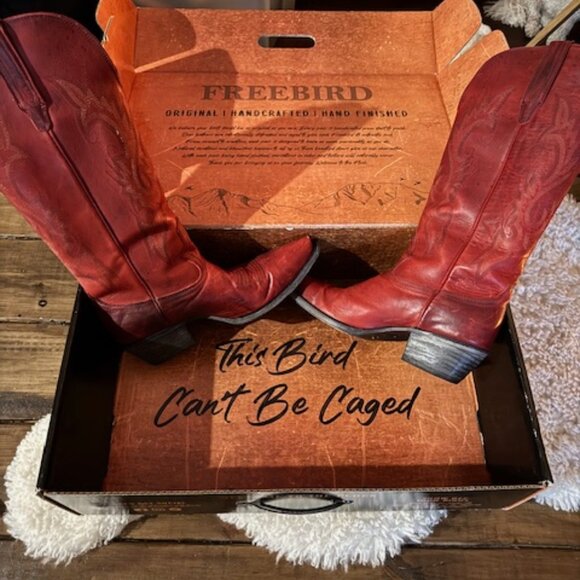 Freebird Red Cowgirl Boots, Original, Handcrafted, Exclusive Leather size 9 - Picture 4 of 9